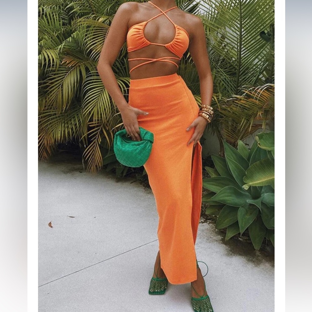 Orange Skirt Set
